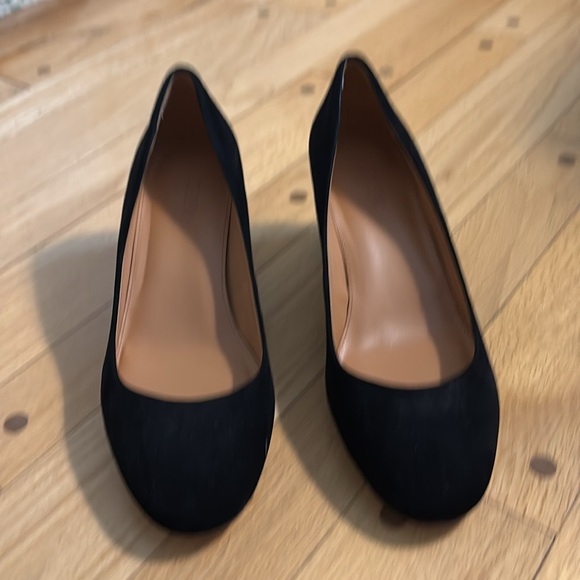 J. Crew Bryn black suede glitter block heels excellent condition - Picture 3 of 8